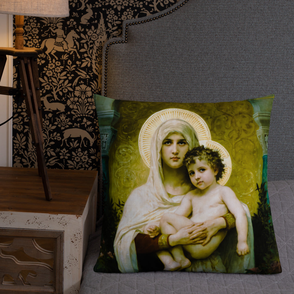 The Madonna of the Roses (Bouguereau) Premium Pillow