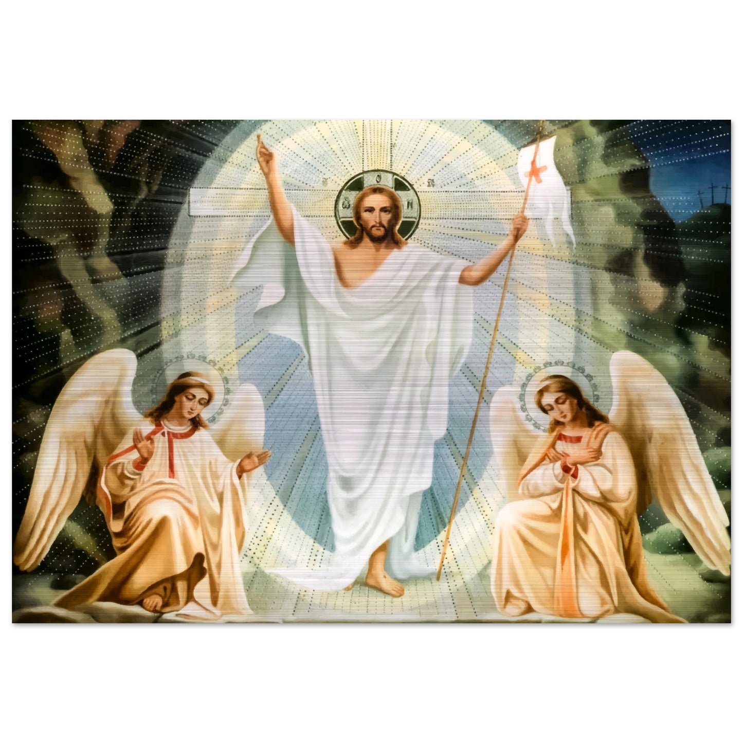 Alleluia! He is Risen! Brushed Aluminum Icon