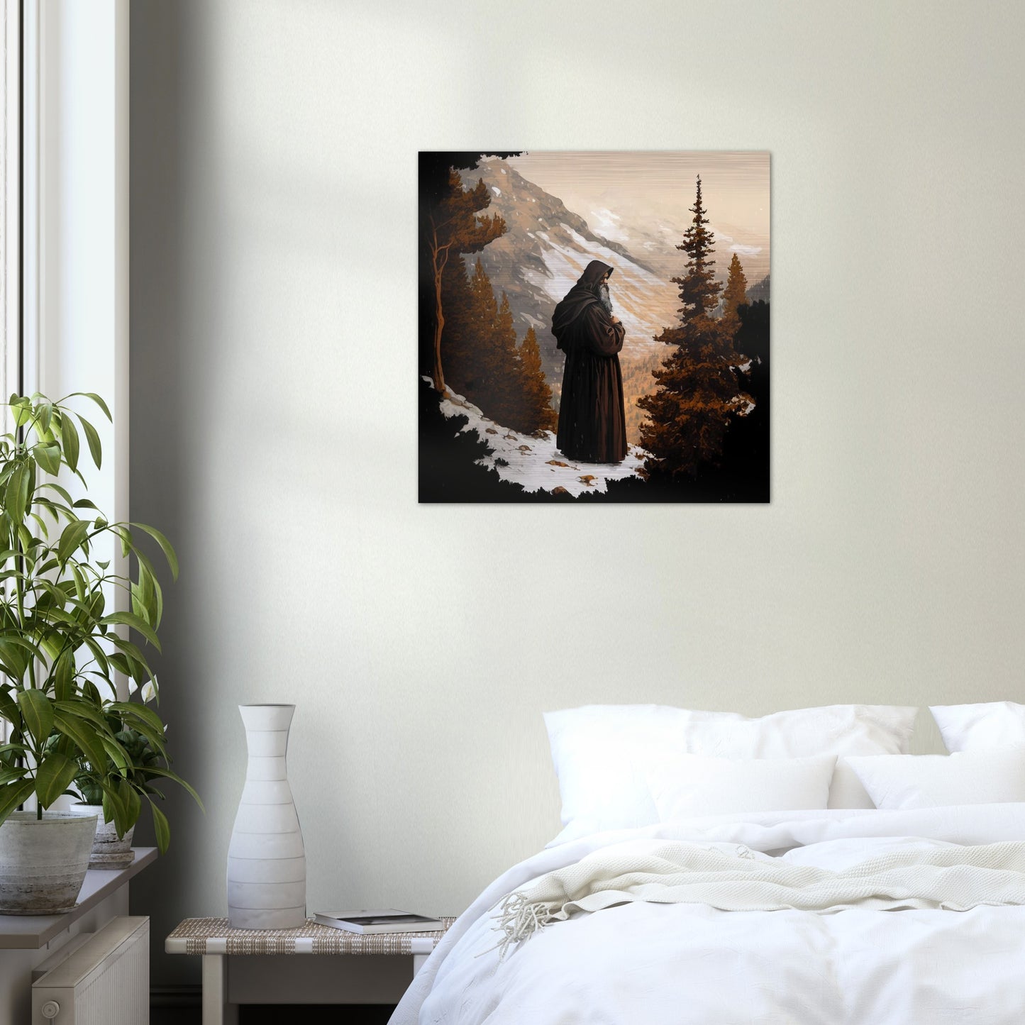 Miraculous Saint Charbel ✠ Maronite Monk ✠ Brushed Aluminum Icon