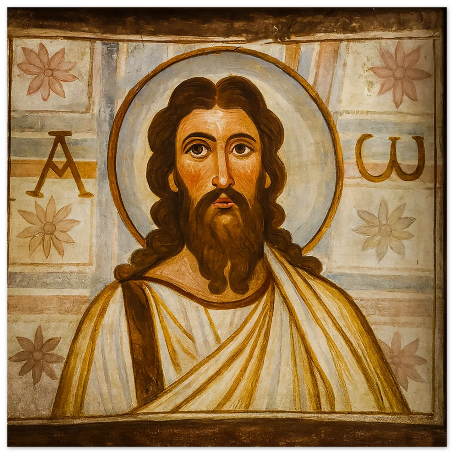 Pearl Print - Christ icon based on artwork of Jesus at the catacomb of Commodilla