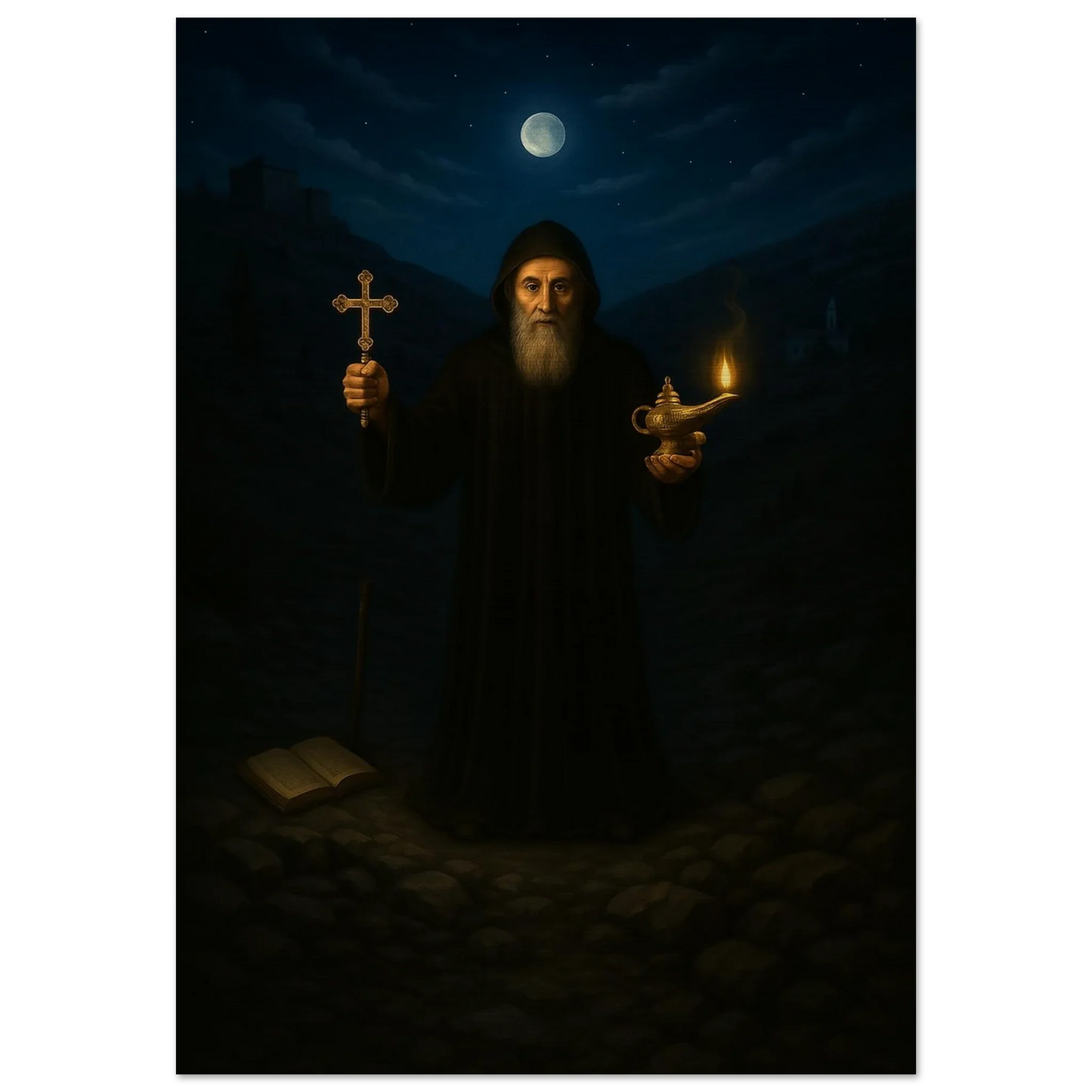 Pearl Print - Saint Sharbel the holy monk whose dead body radiated white light Icon