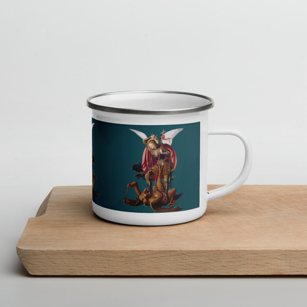 Saint Michael the Archangel killing the dragon Enamel Mug