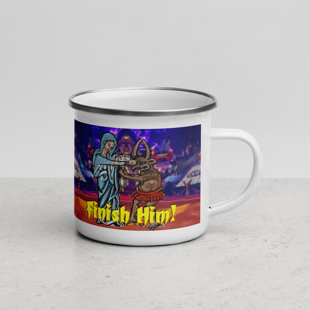 Punch the Devil – Finish Him! #EnamelMug #Mug