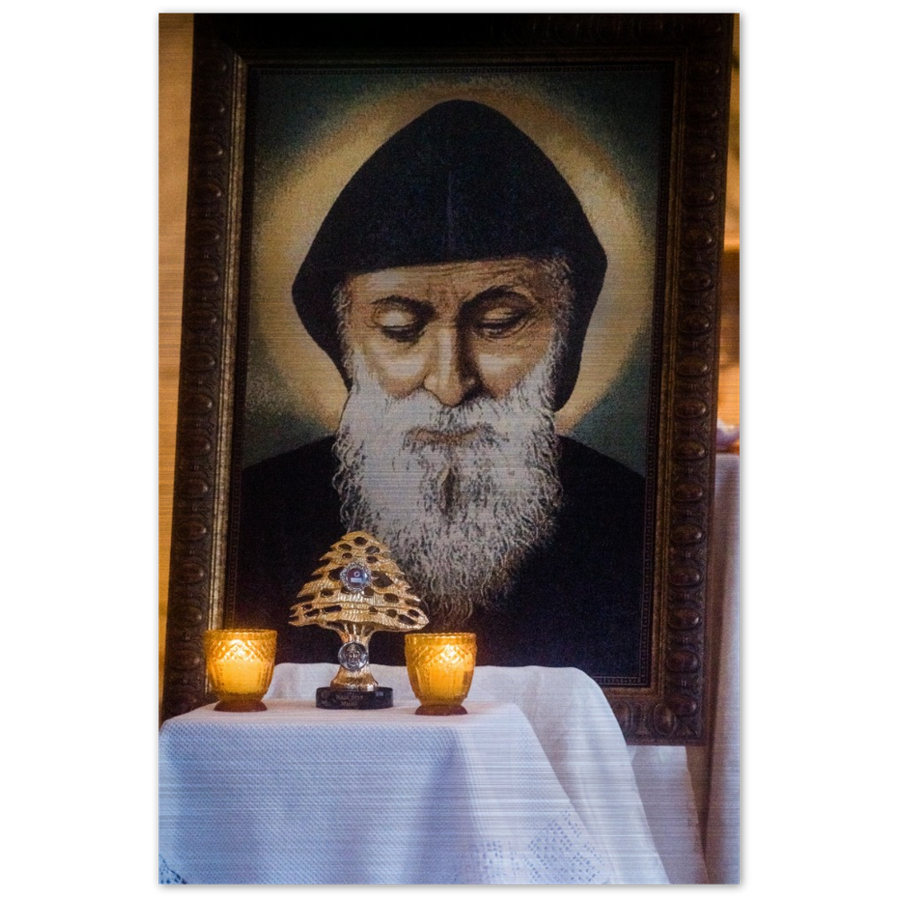 St Charbel Pray for us - Brushed Aluminum Print