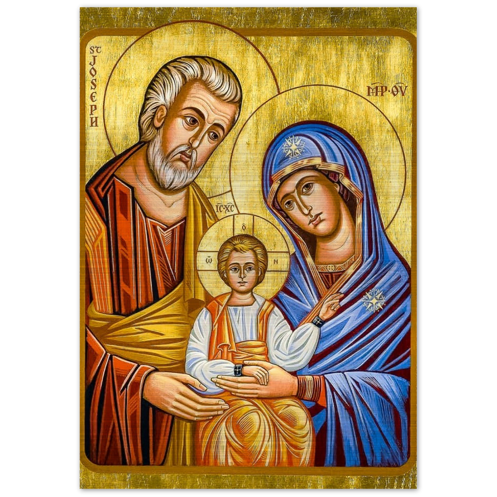 Holy Family of Jesus, Mary and Joseph ✠ Brushed #Aluminum #MetallicIcon #AluminumPrint