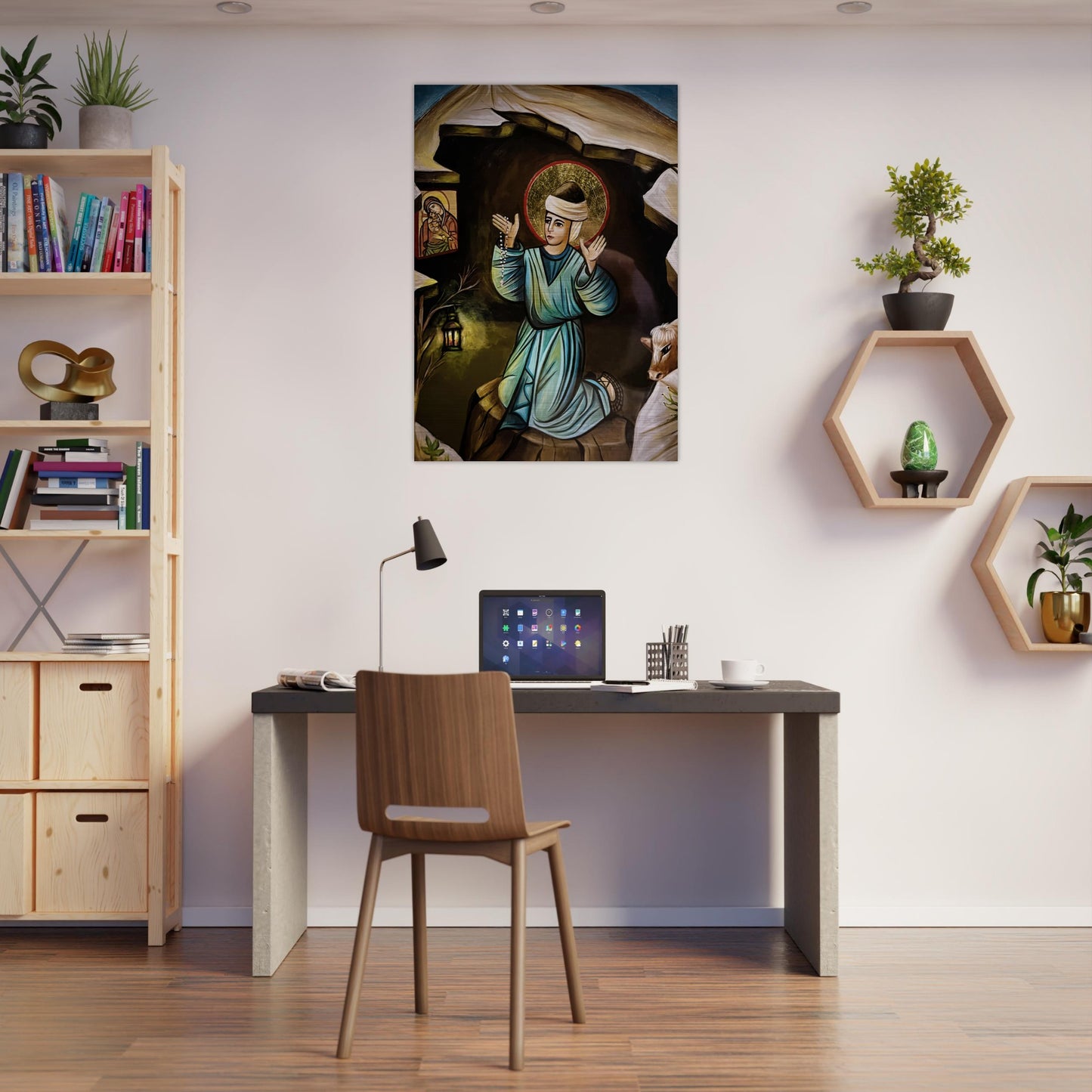 St Charbel Childhood Lebanese Saint of Beqaakafra Icon Brushed Aluminum