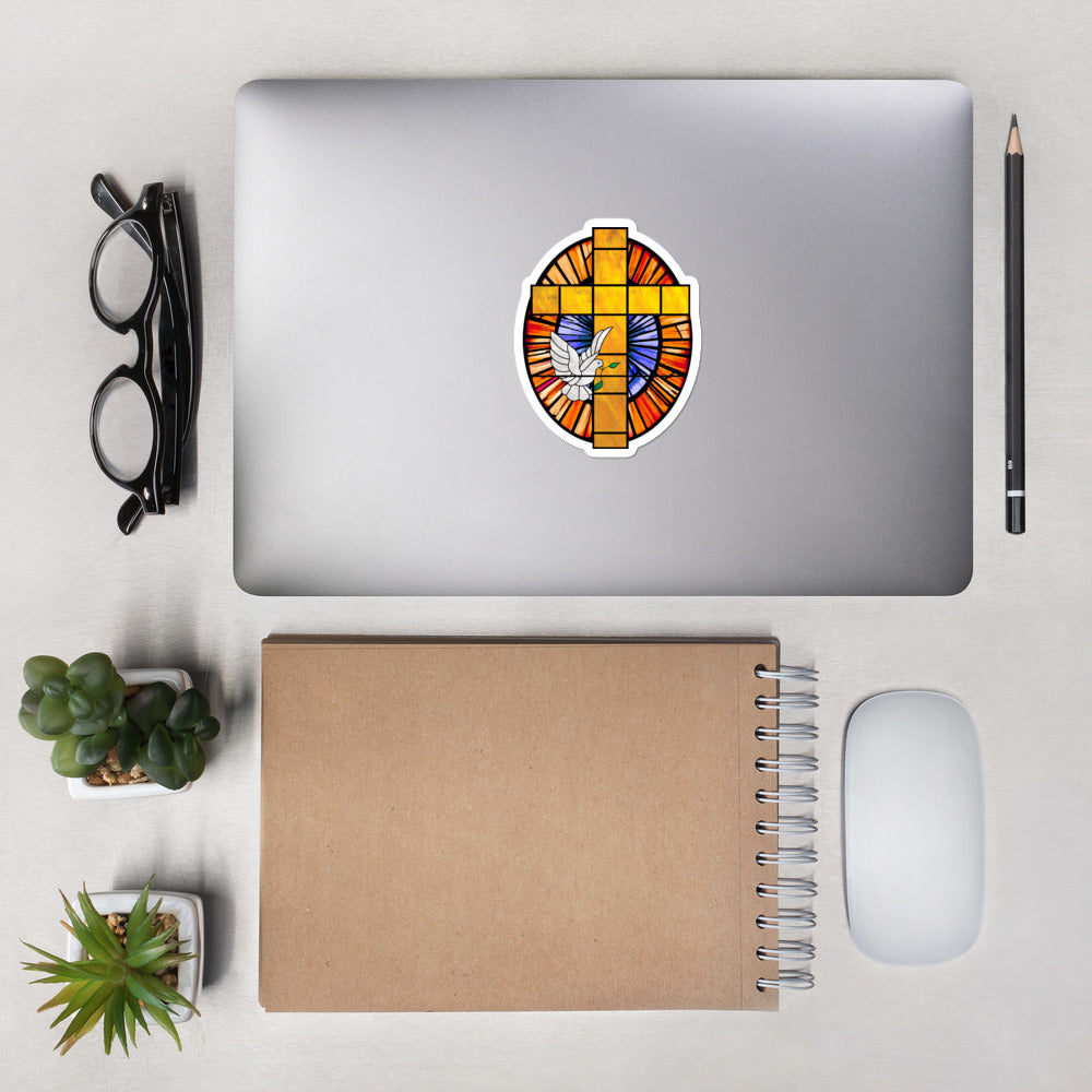 Dove and Cross Bubble-free stickers