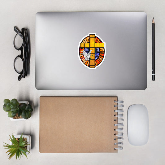 Dove and Cross Bubble-free stickers
