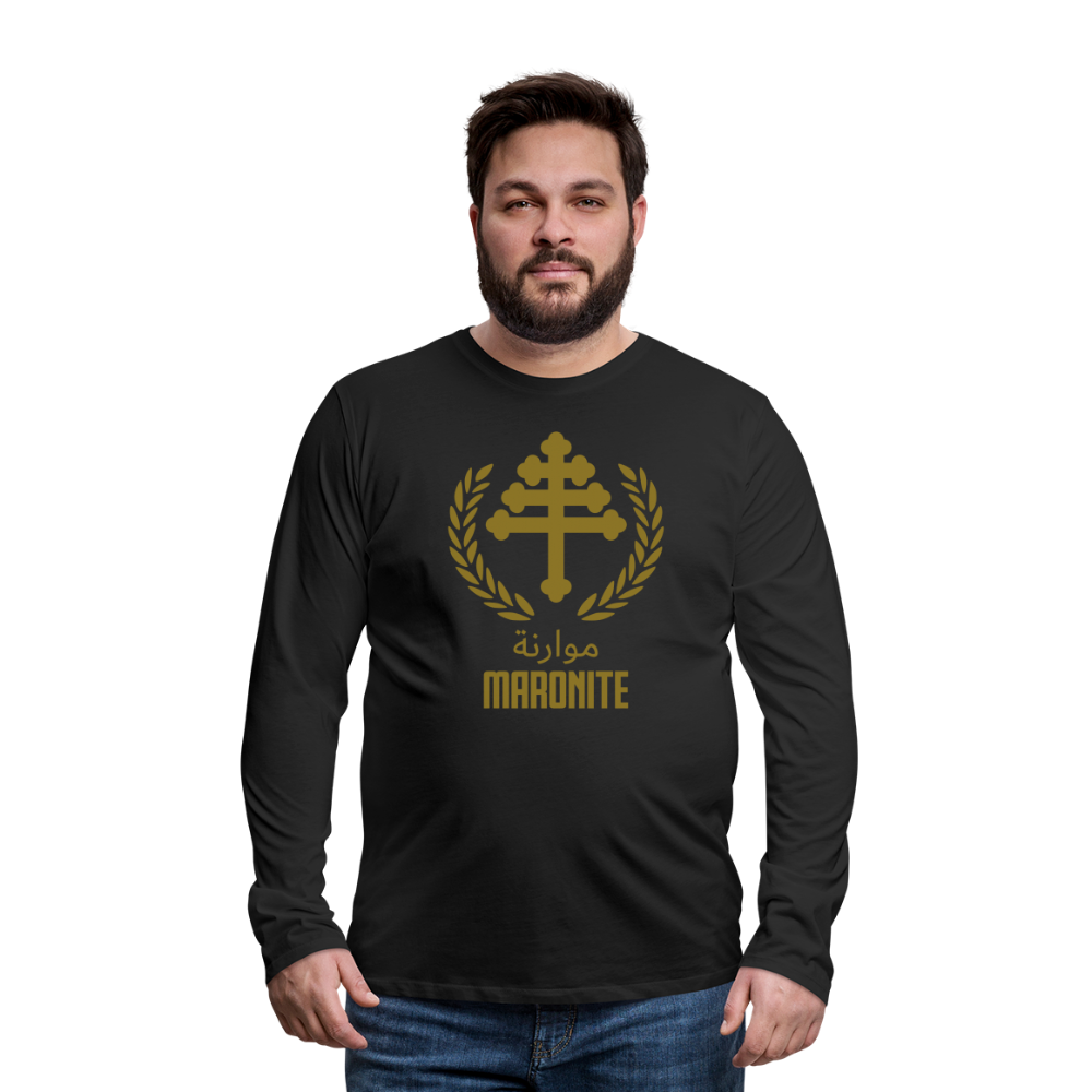 Maronite Cross Emblem Men's Premium Long Sleeve T-Shirt - black