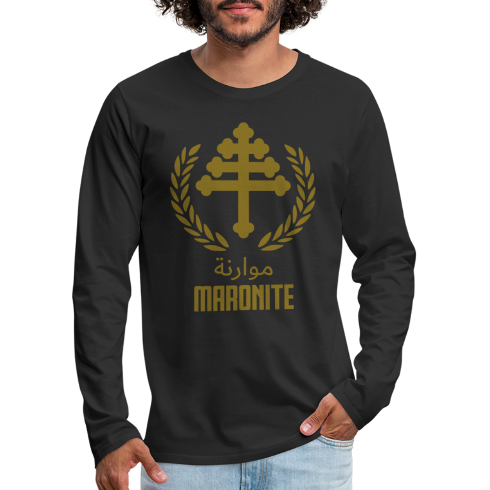 Maronite Cross Emblem Men's Premium Long Sleeve T-Shirt - black