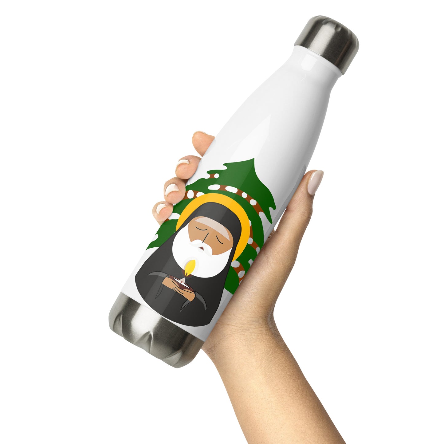 St Sharbel Pray for Us - Stainless steel water bottle