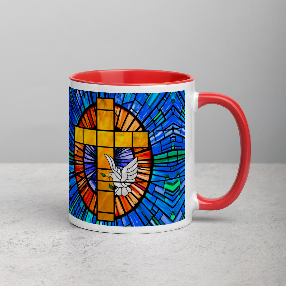 Dove and Cross Mug with Color Inside