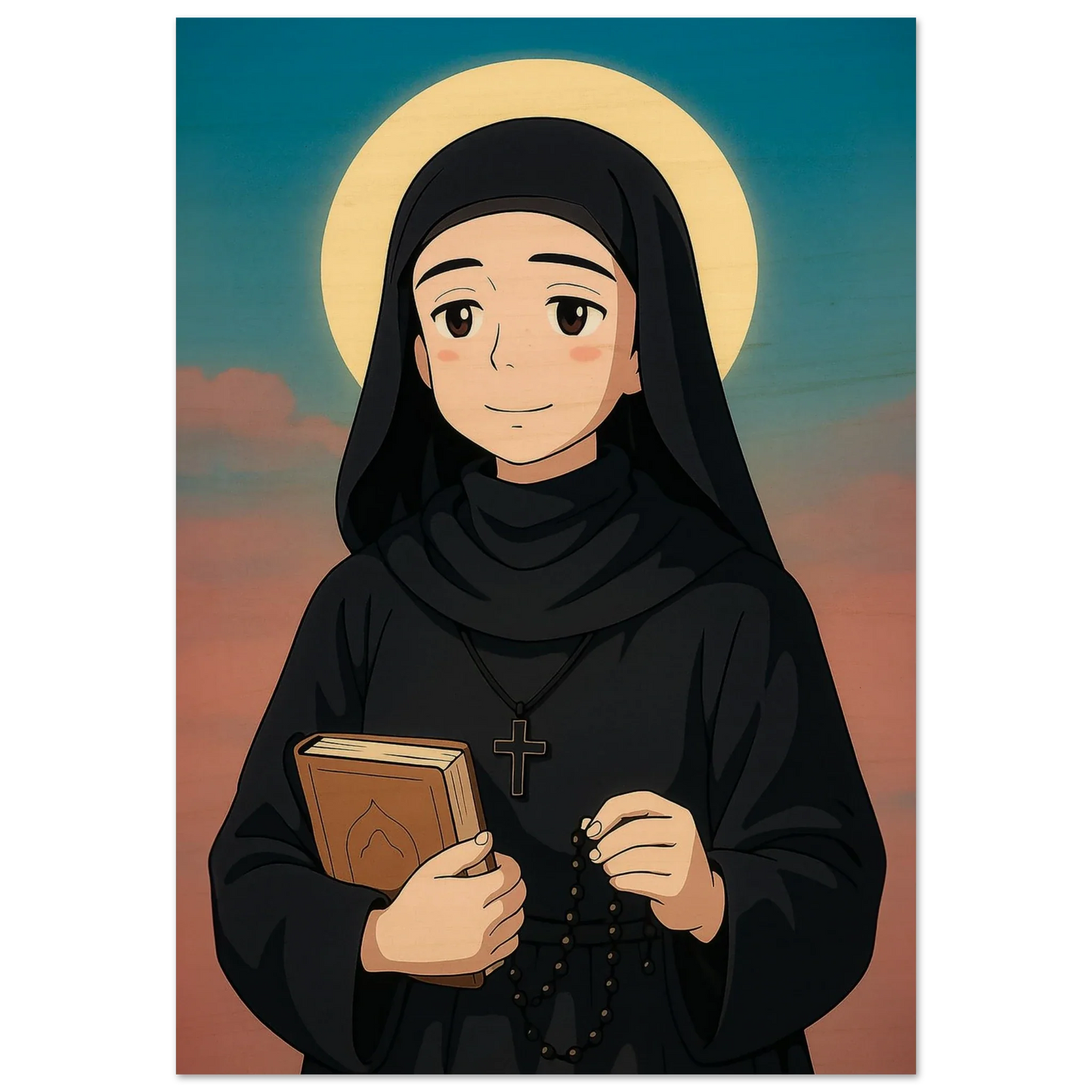 Pearl Print - Wood-Icon of St Rafqa – Inspiring Decor for Kids' Classroom or Bedroom