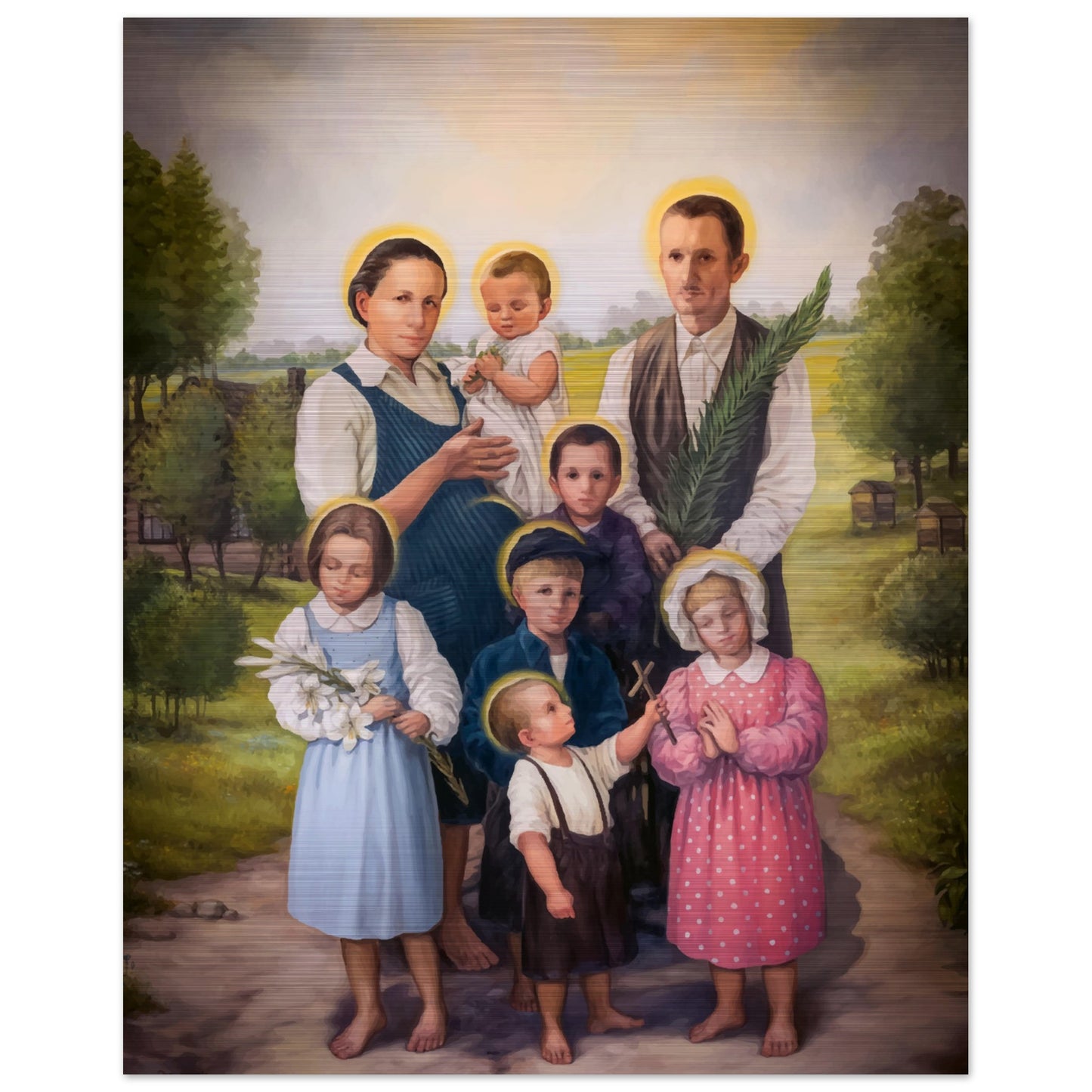 Ulma Family - Martyred and Blessed Together Brushed Aluminum Print