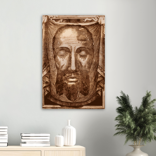 Sepia ✠  The Holy Face of Jesus ✠ Brushed #Aluminum #MetallicIcon #AluminumPrint