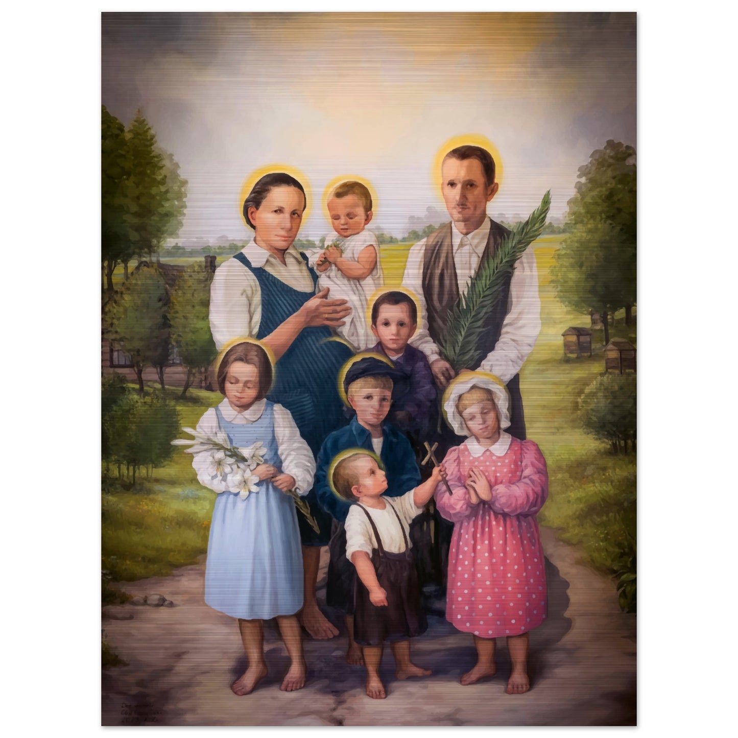 Ulma Family - Martyred and Blessed Together Brushed Aluminum Print