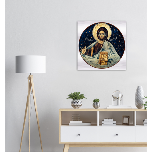 Icon of Christ Pantocrator ✠ Brushed #Aluminum #MetallicIcon #AluminumPrint