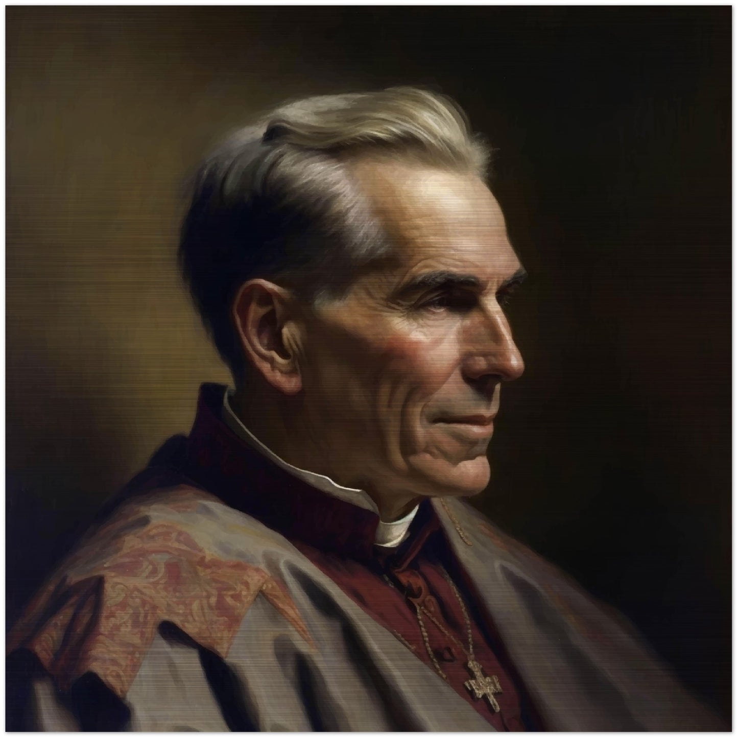 God's servant, Archbishop Fulton John Sheen ✠ Brushed Aluminum Icon