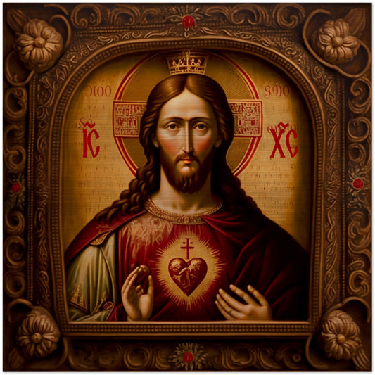O most Holy Heart of Jesus ✠ Brushed Aluminum Icon