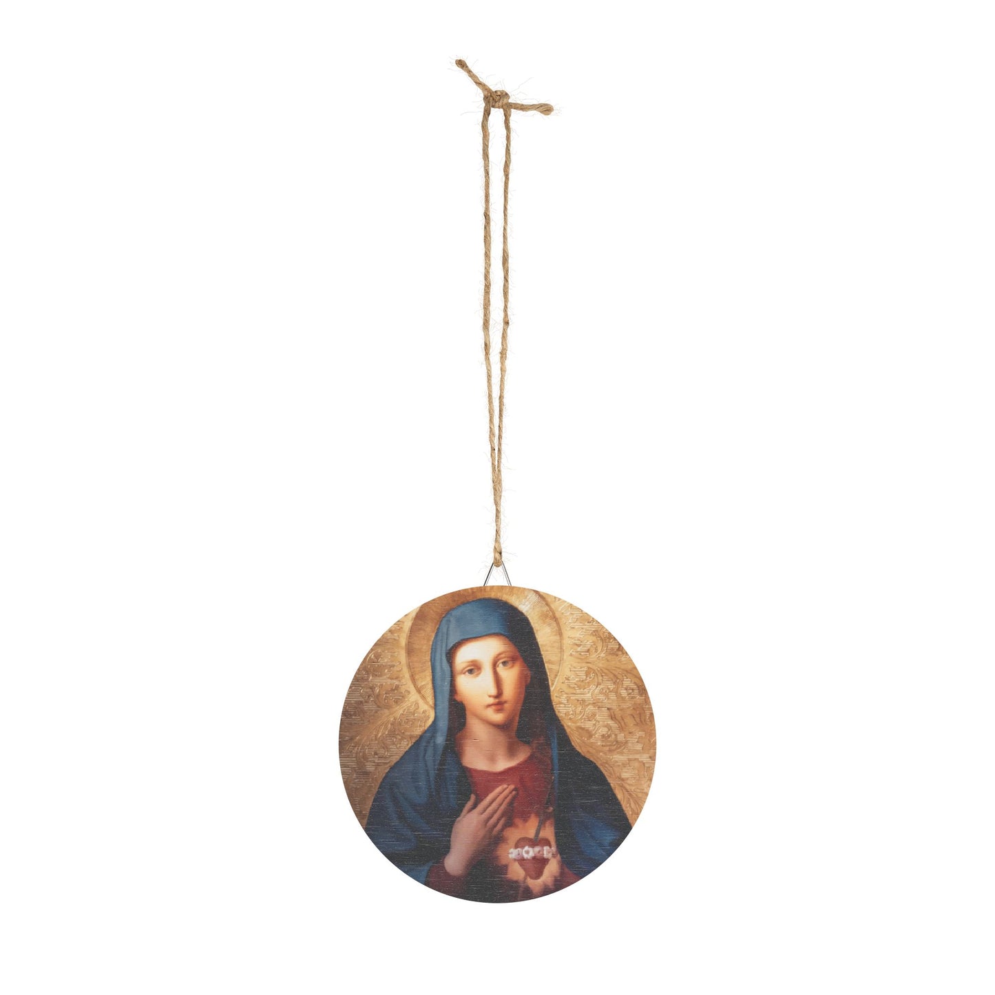 Immaculate Heart Wood Circular Icon - Our Lady Virgin Mary