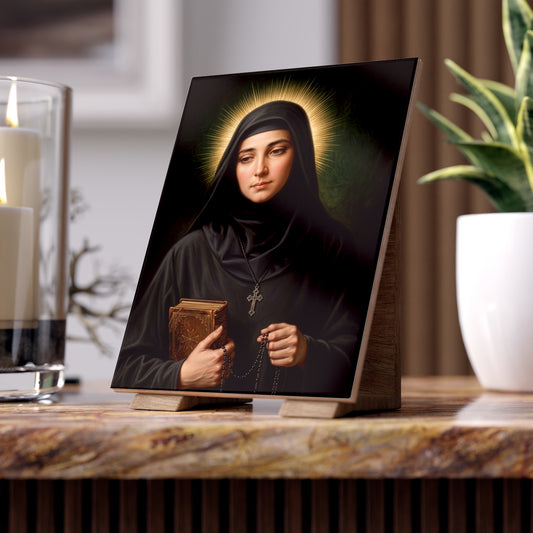 St Rafqa Icon - Traditional Image on Ceramic Tile (6×8) Maronite Catholic Saint Nun from Lebanon Classic Devotion