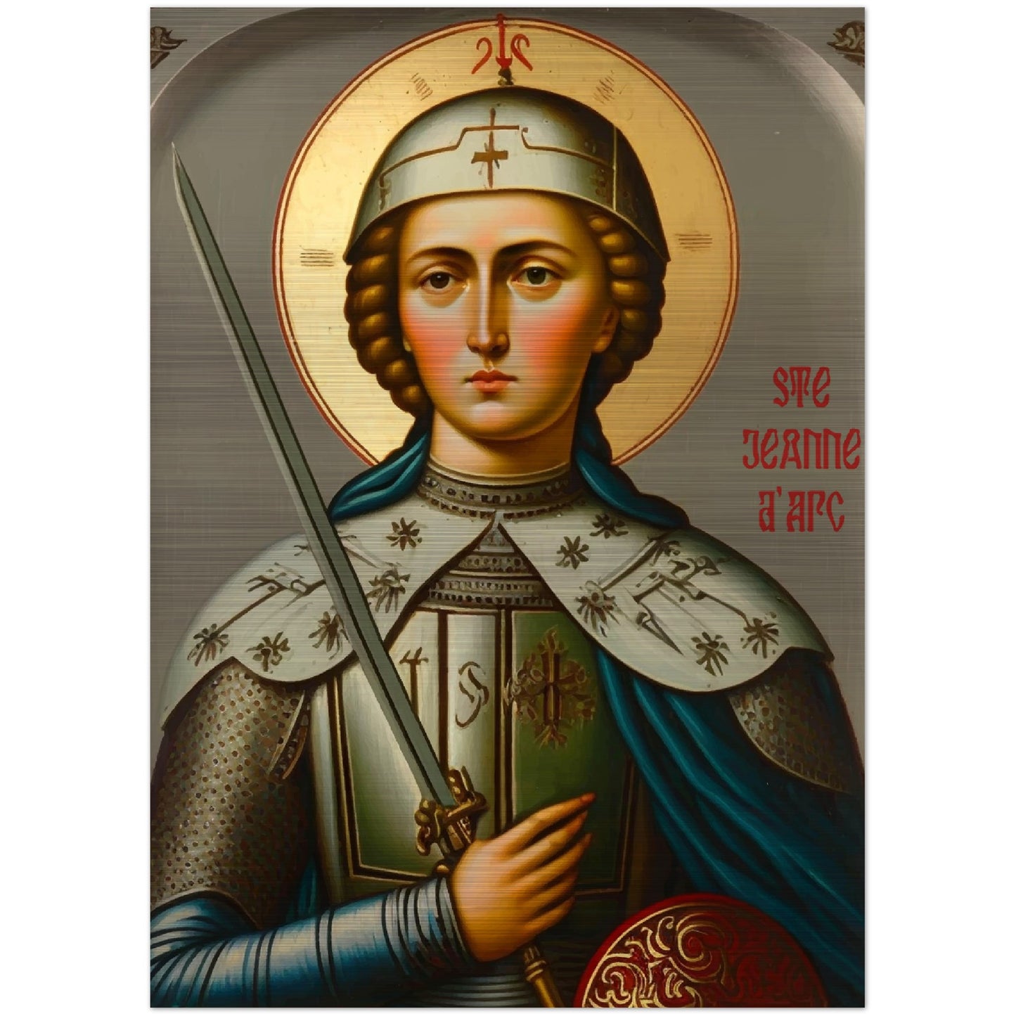 Saint Joan of Arc ✠ Brushed Aluminum Icon