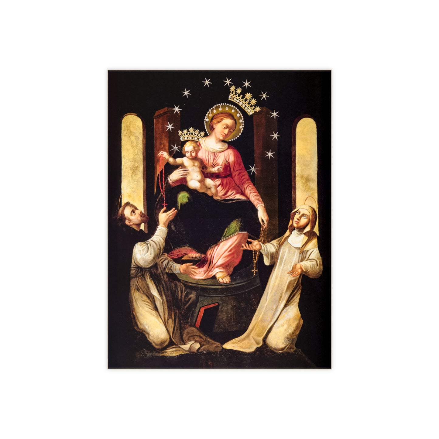 Virgin of the Rosary of Pompei - Beata Vergine del Santo Rosario di Pompei Ceramic Icon Tile Size 6"x8"