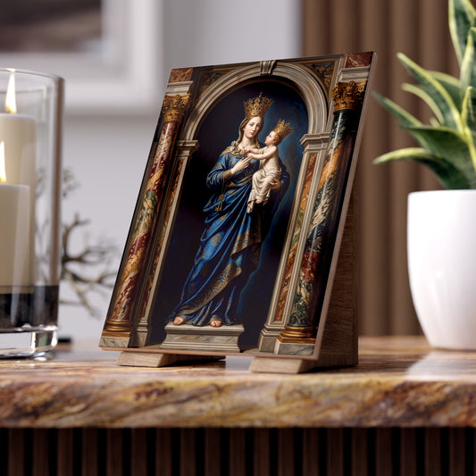Virgin of Trapani Devotional Ceramic Tile (6×8 inches) Italy Tunisia