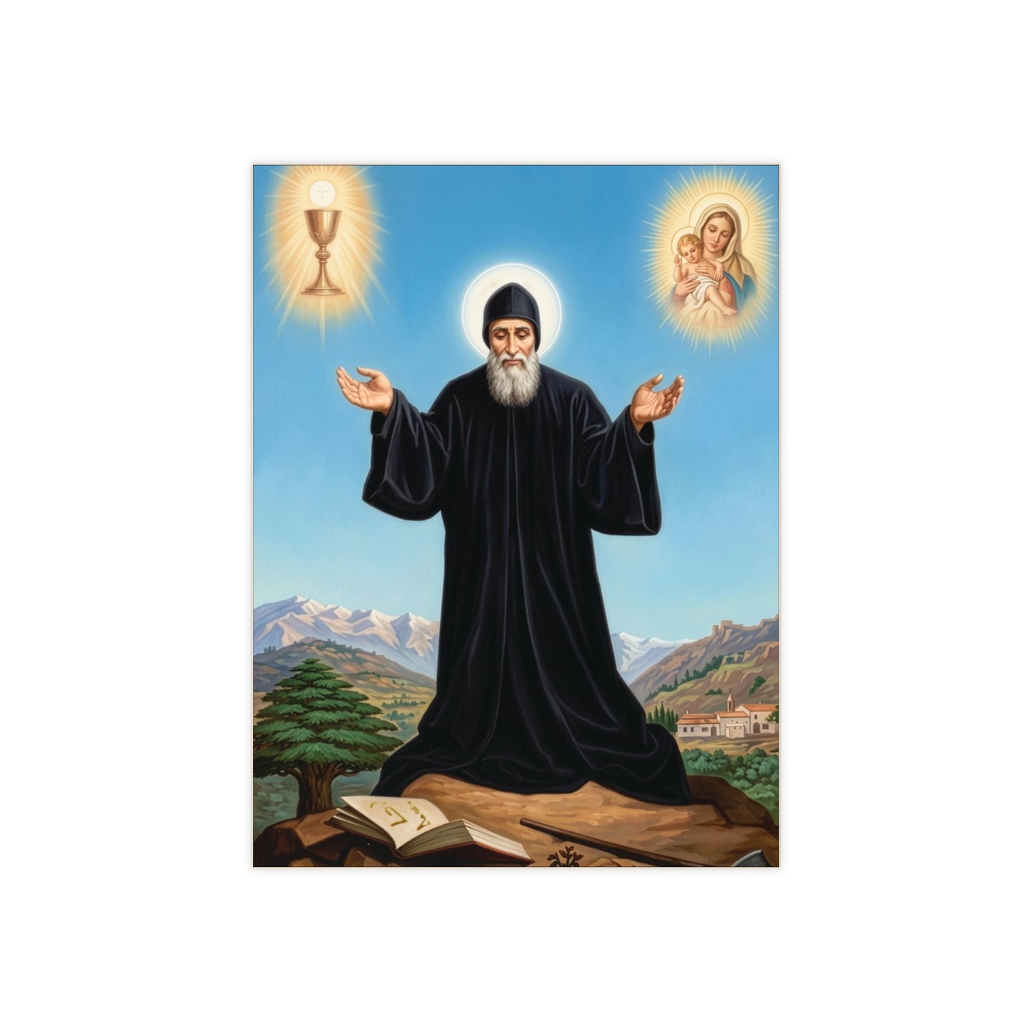 Saint Charbel Makhlouf Devotional - Devotional Ceramic Icon Tile (6×8 inches)