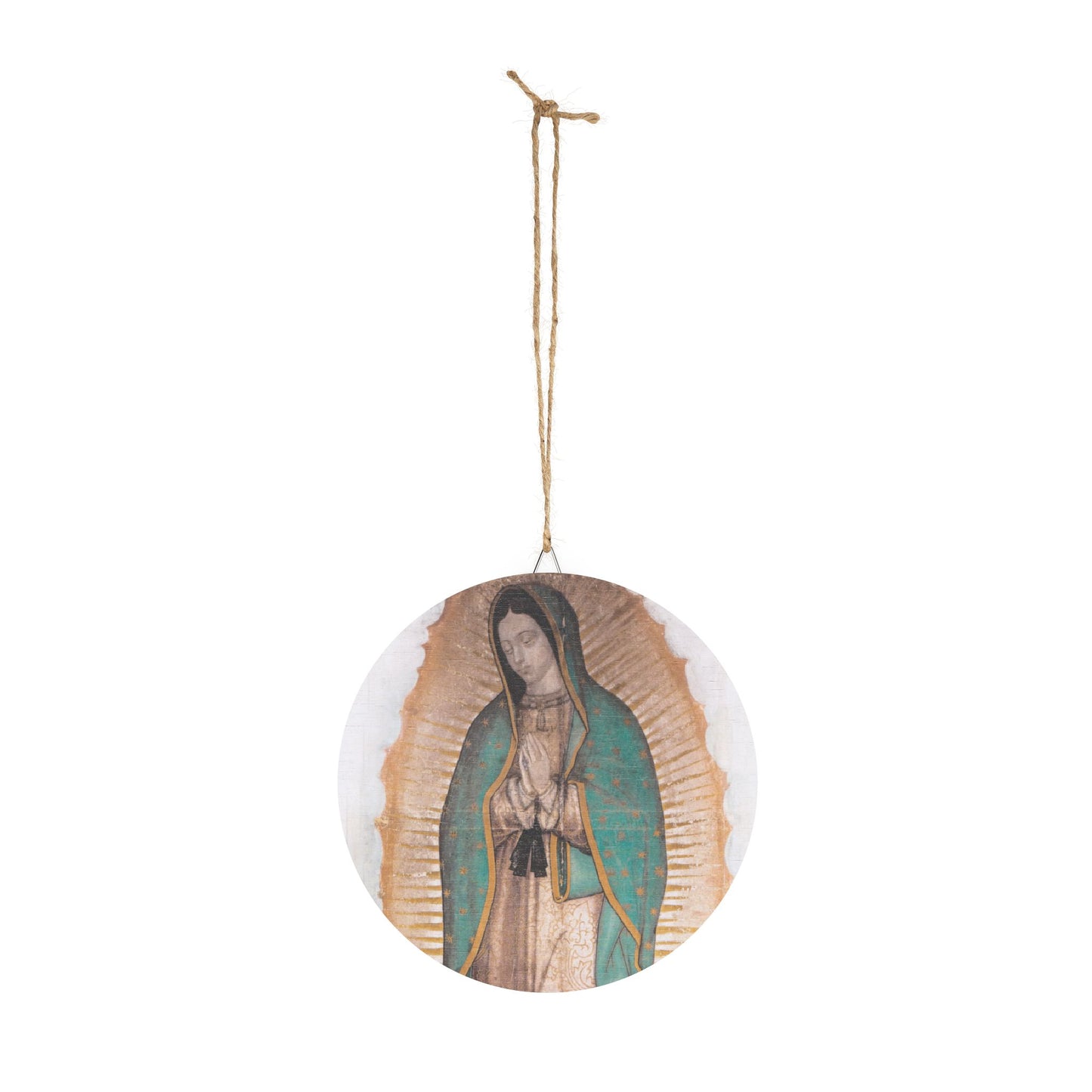 Our Lady of Guadalupe Wood Circular Icon - Our Lady Virgin Mary