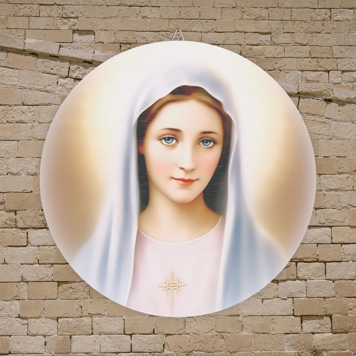 Our Lady of Tihaljina Wood Circular Icon - Medjugorje