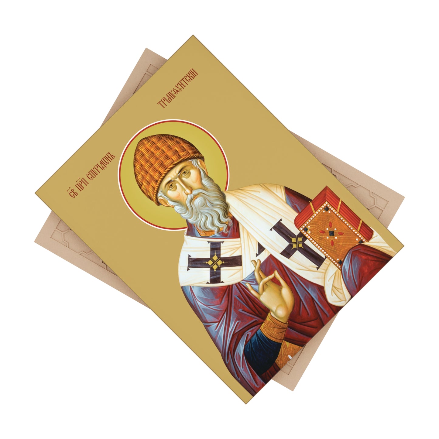 Saint Spyridon the Wonderworker, Bishop of Tremithus Ceramic Icon 6"x8"