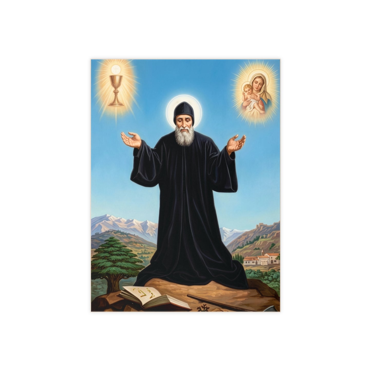 Saint Charbel Makhlouf Devotional - Devotional Ceramic Icon Tile (6×8 inches)