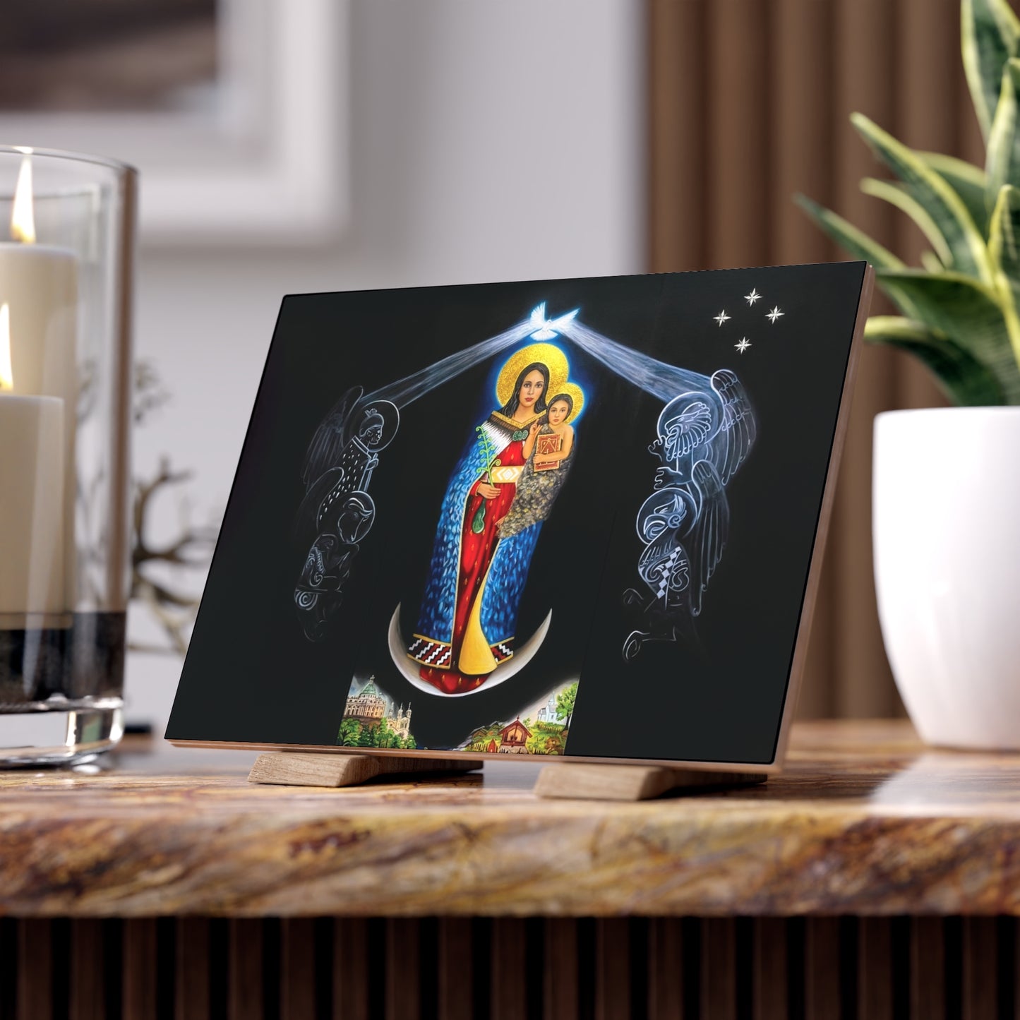 "Te Ara a Maria" – Our Lady Assumed into Heaven Ceramic Devotional Tile (8x6 inches) New Zealand