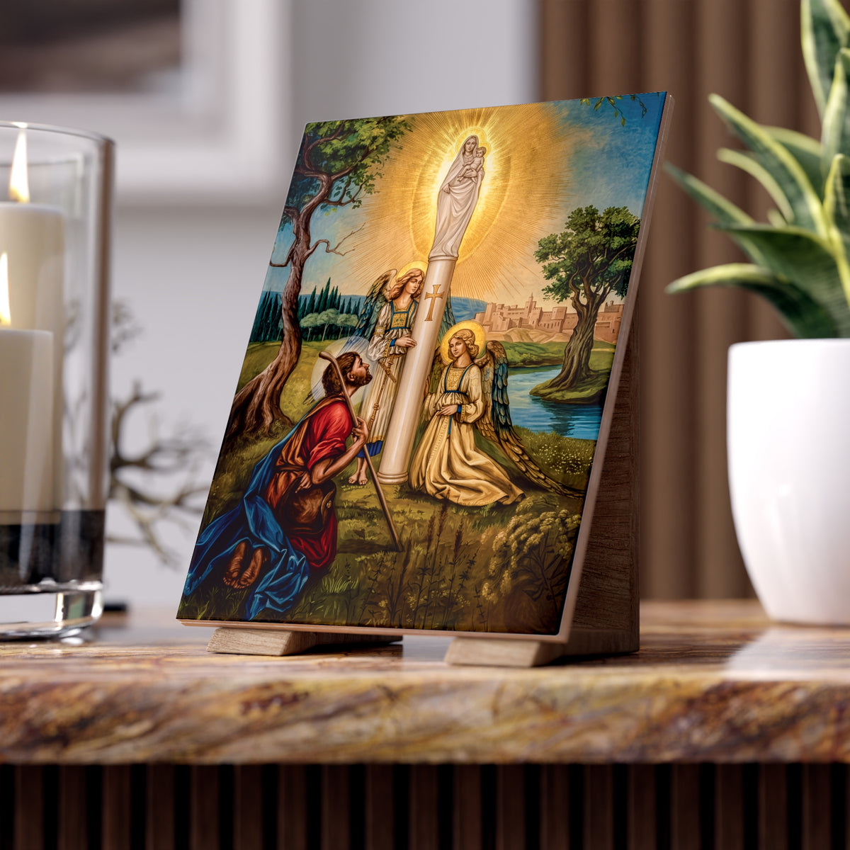 Our Lady of the Pillar Ceramic Devotional Icon Tile (6×8 inches)