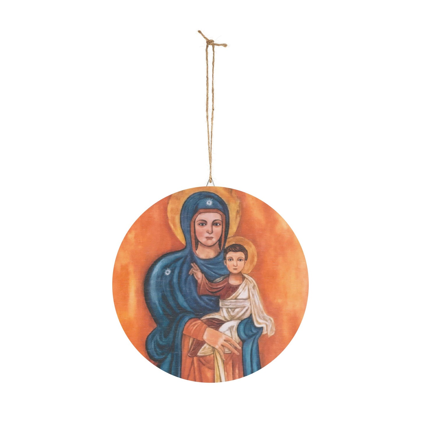 Our Lady of Elige Wood Circular Icon - Our Lady of the Maronites