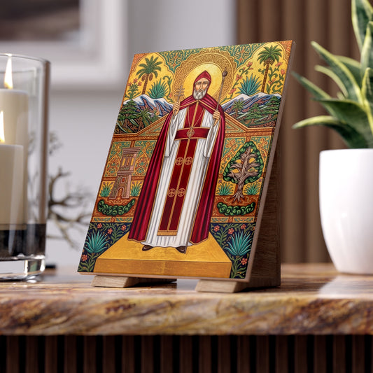 Saint John Maron Devotional Ceramic Icon Tile (6×8 inches)