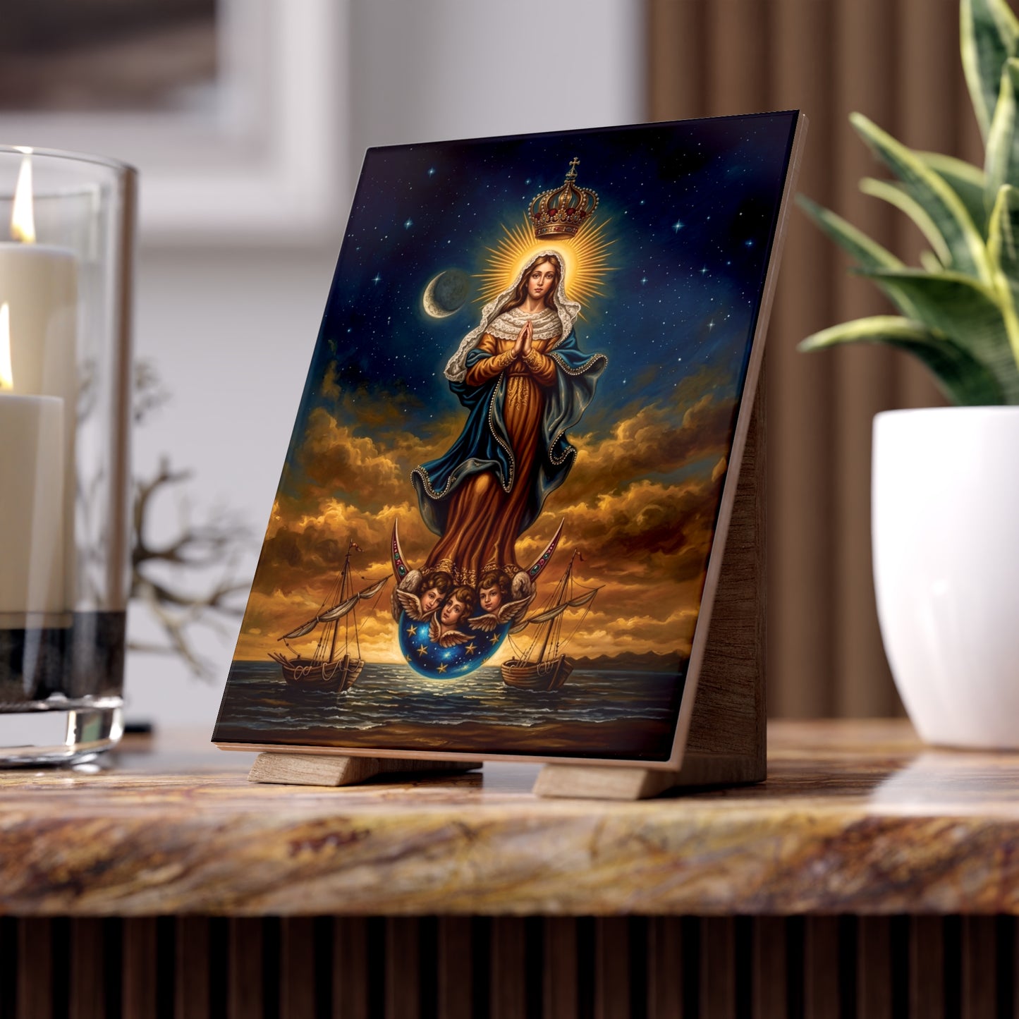 Nuestra Señora de los Treinta y Tres Devotional Ceramic Icon Tile (6×8 inches)