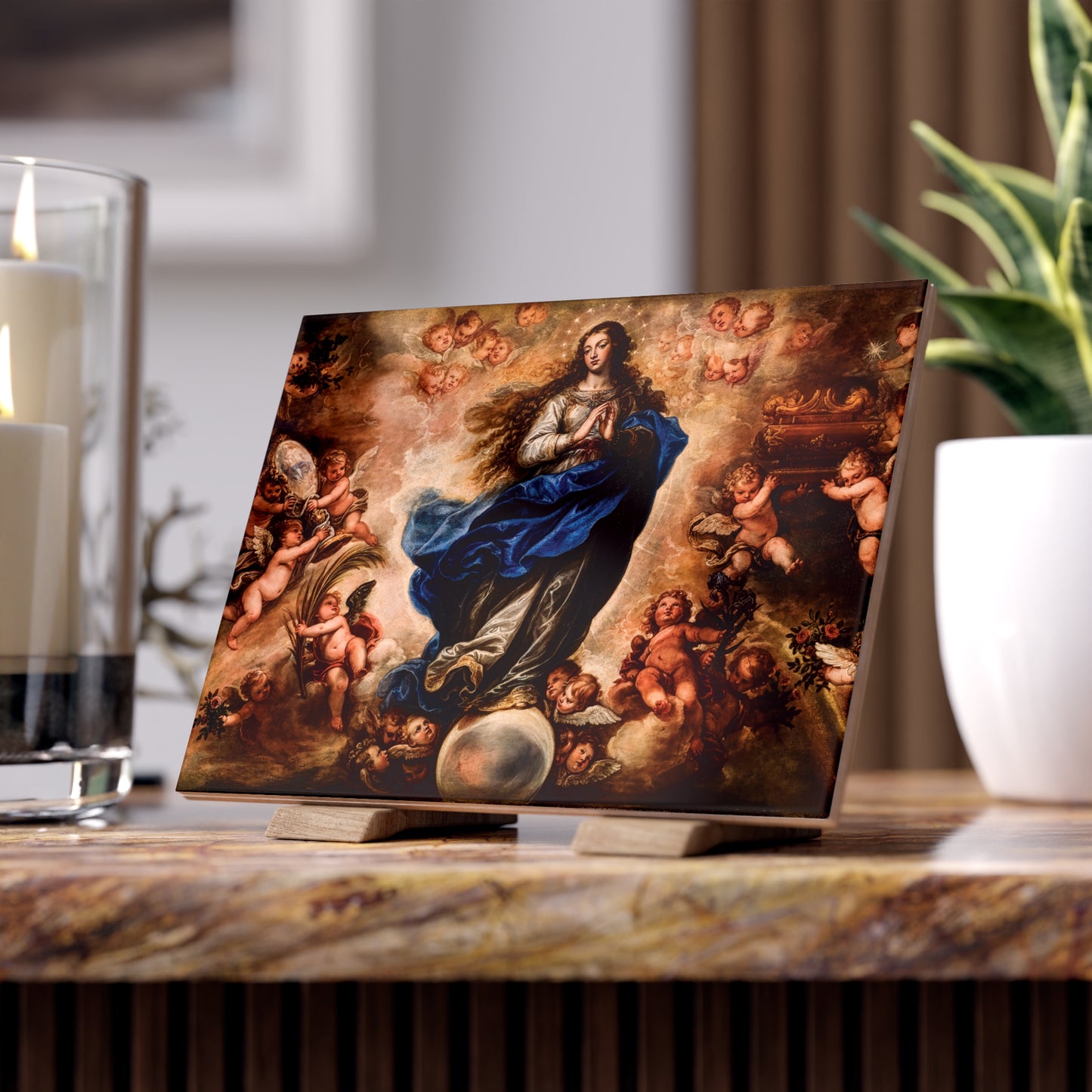 Immaculate Conception Ceramic Devotional Tile (8x6 inches) Our Lady Virgin Mary