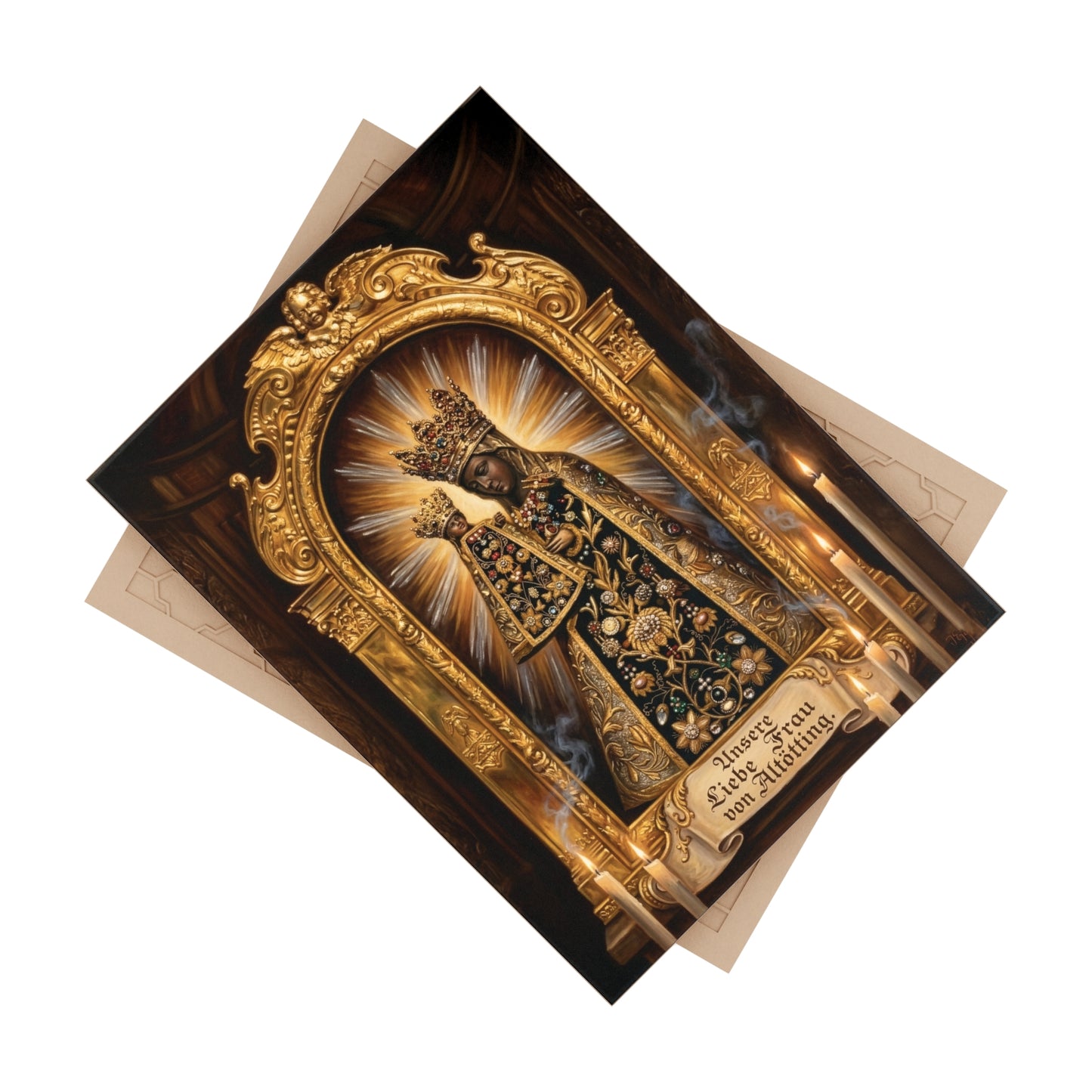 "Unsere Liebe Frau von Altötting" Black Madonna Decorative Ceramic Icon Tile (6×8 inches) Our Dear Lady of Altötting