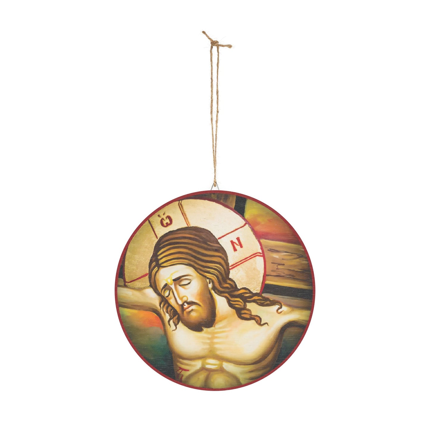 Our Lord and Savior Jesus Christ on the Cross Wood Circular Icon