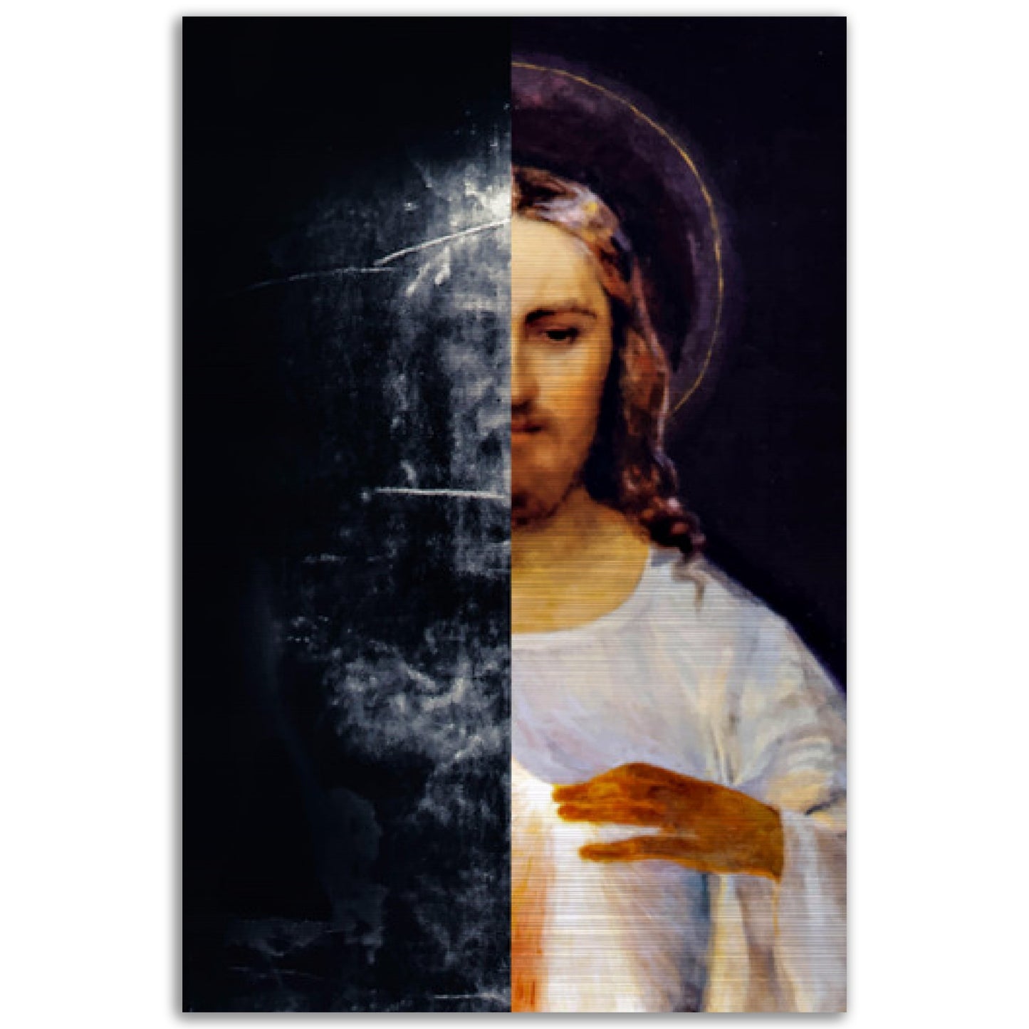 Divine Mercy and the Shroud of Turin Brushed Aluminum Icon