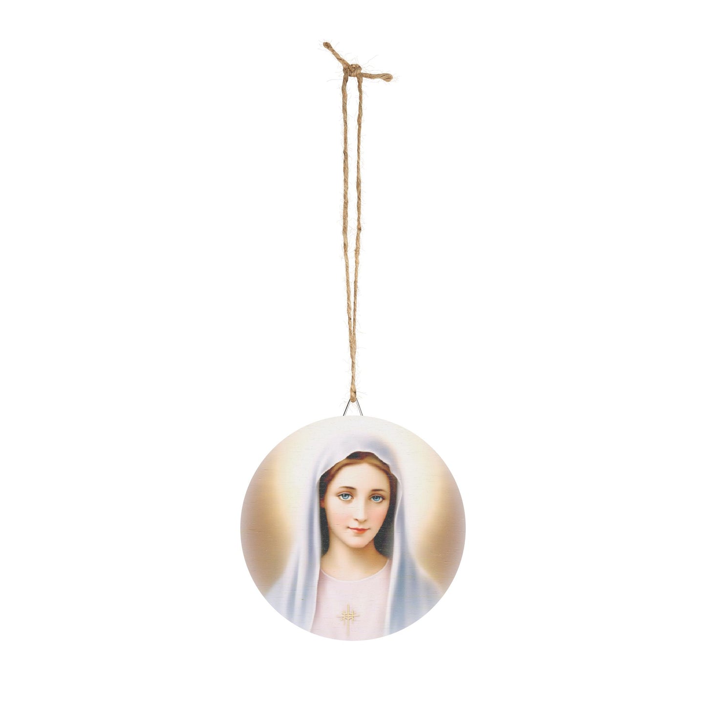 Our Lady of Tihaljina Wood Circular Icon - Medjugorje