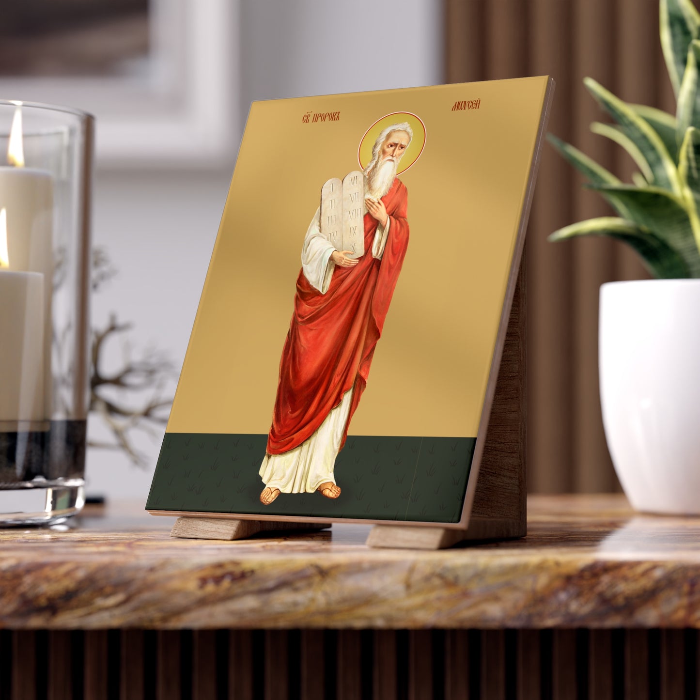 Prophet Moses Ceramic Icon 6"x8"