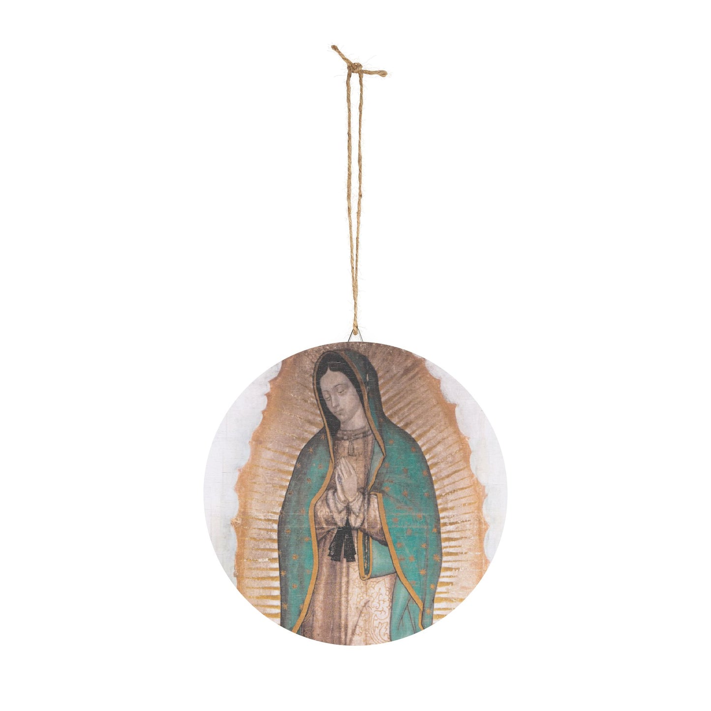 Our Lady of Guadalupe Wood Circular Icon - Our Lady Virgin Mary