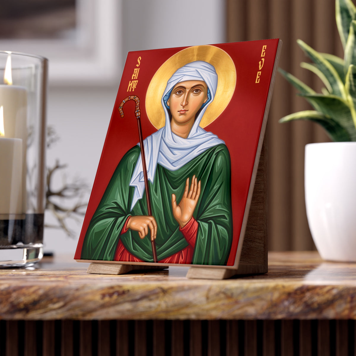 St. Eve (St. Ava) Ceramic Devotional Icon Tile (6×8 inches)