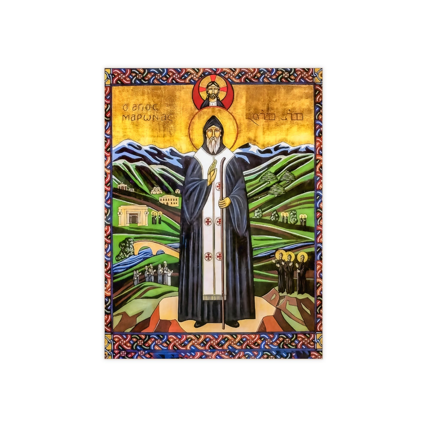 The Life of Saint Maron Ceramic Icon Tile Size 6"x8"