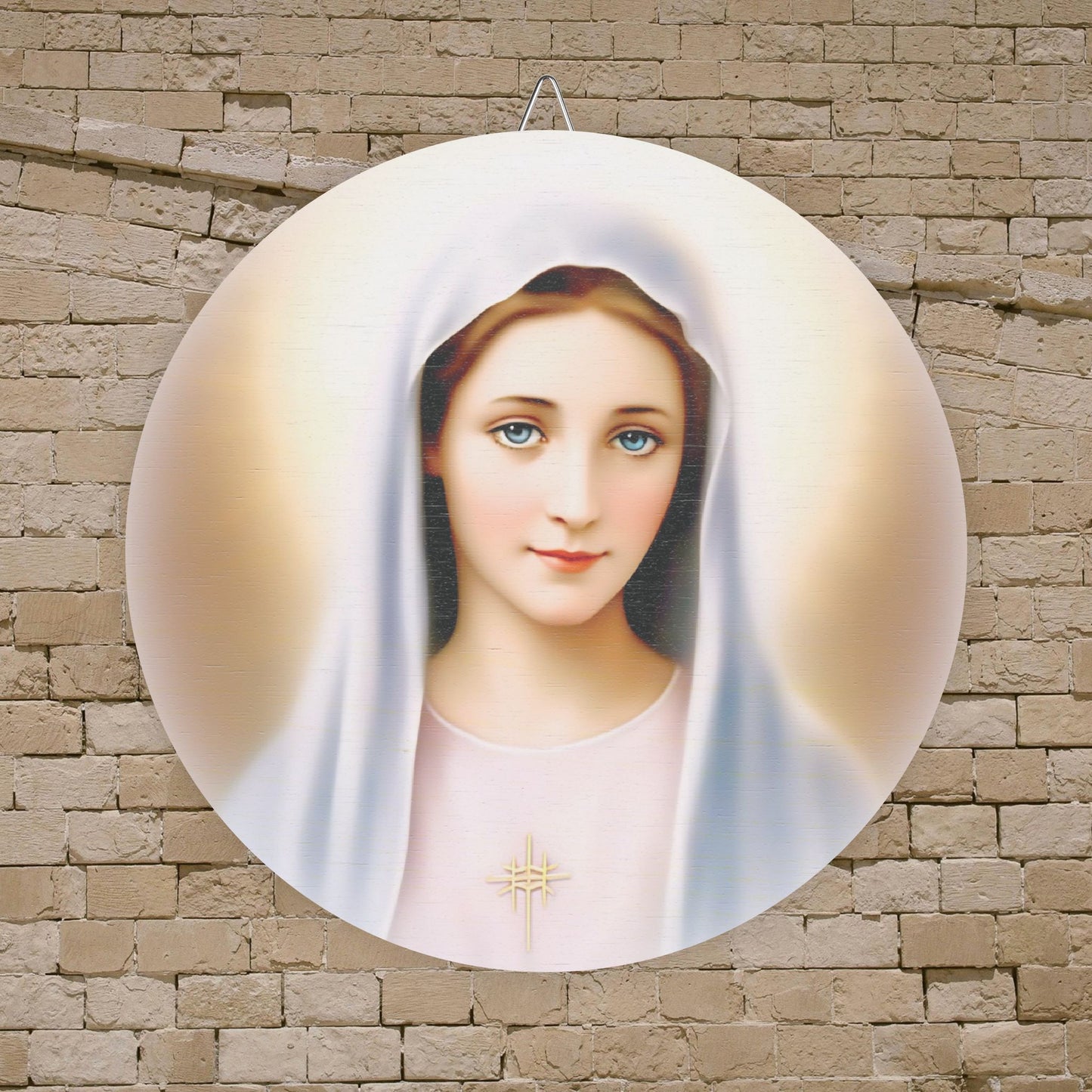 Our Lady of Tihaljina Wood Circular Icon - Medjugorje