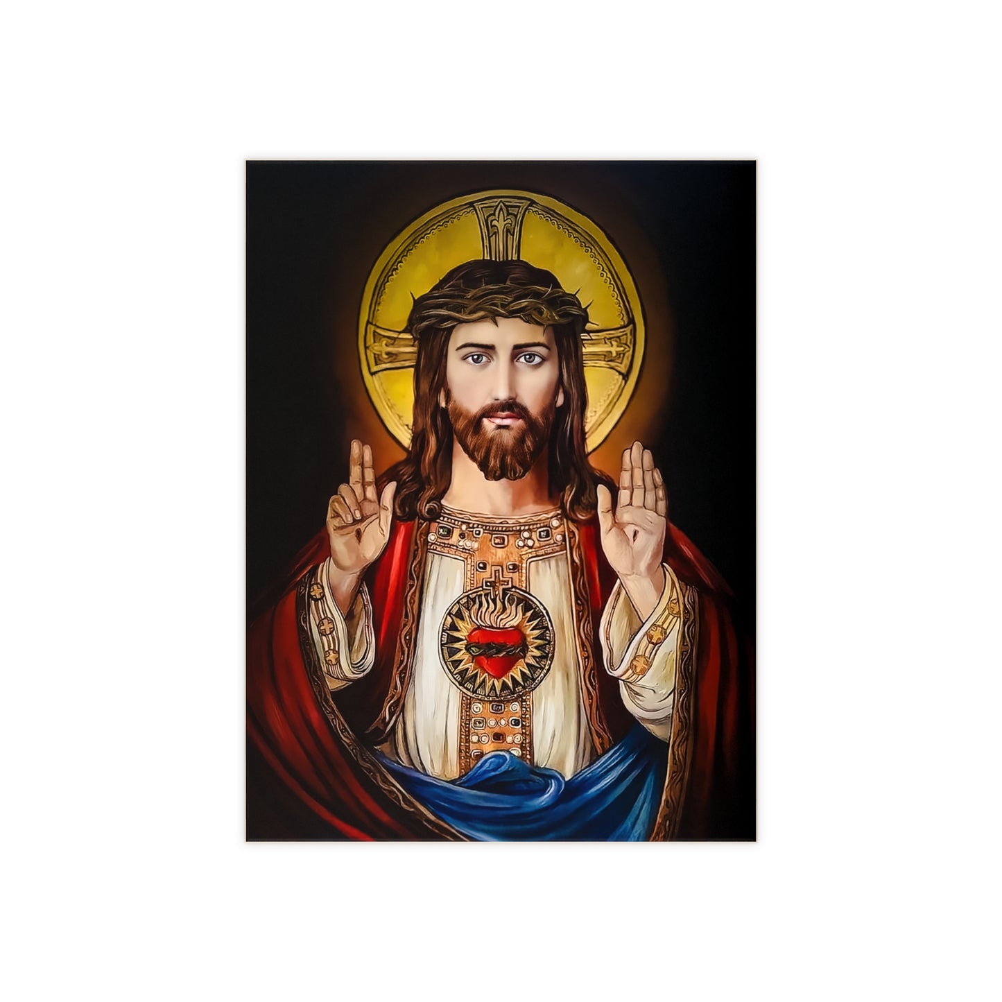 Sacred Heart of Jesus Ceramic Icon Tile Size 6x8 inches