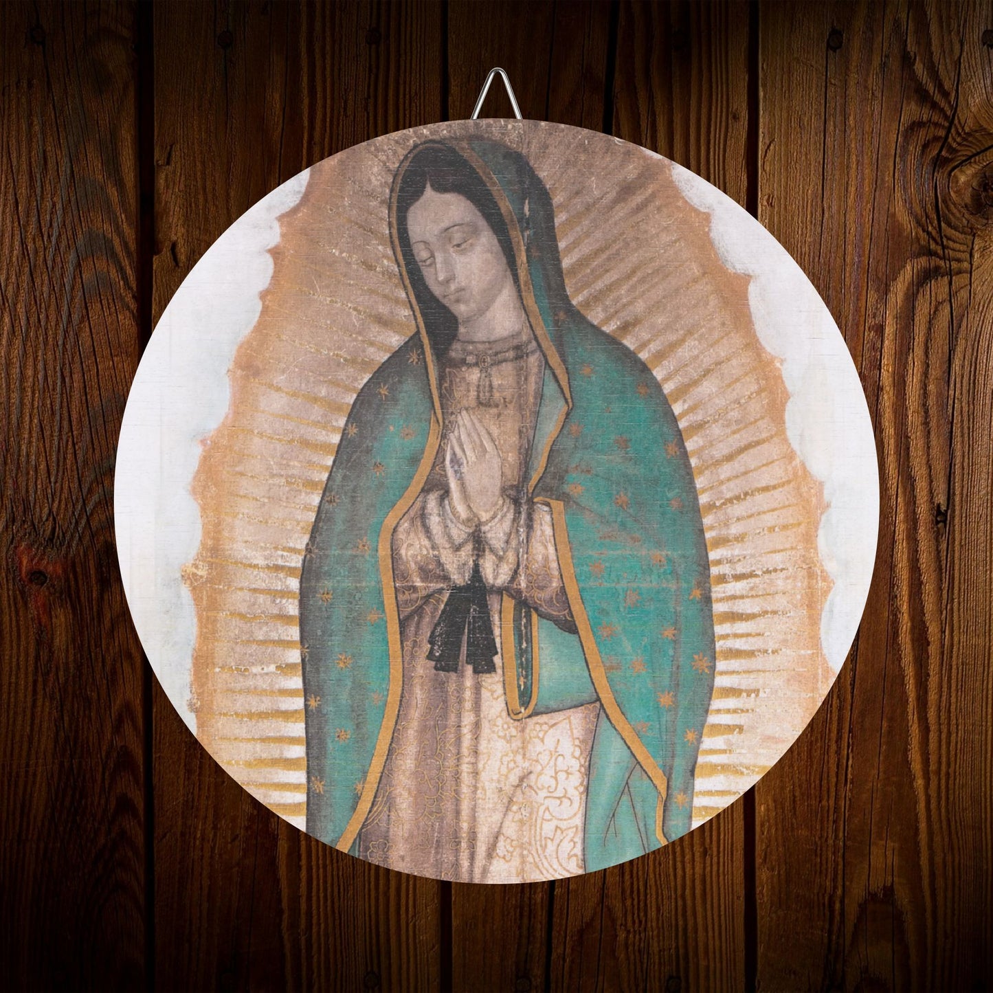 Our Lady of Guadalupe Wood Circular Icon - Our Lady Virgin Mary